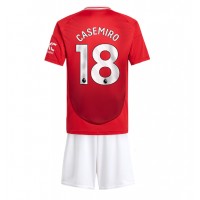 Manchester United Casemiro #18 Domáci Detský futbalový dres 2024-25 Krátky Rukáv (+ trenírky)